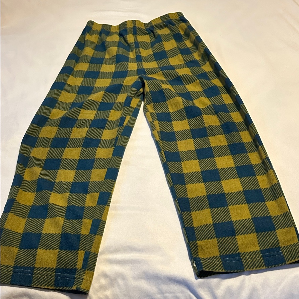 Kid’s Mad Dog Blue and Yellow Checkered Pajama Bottoms Size Large 10/12